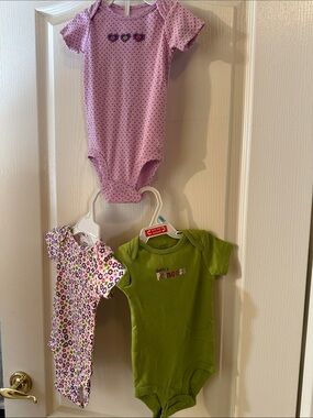 Carter's Three-Pack Baby One-Pieces in Lavender, Floral, and Green